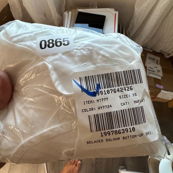 Madewell Relaxed Dolman Button-Up Shirt WMNS XS White Natural Undyed Long Sleeve - Picture 9 of 9